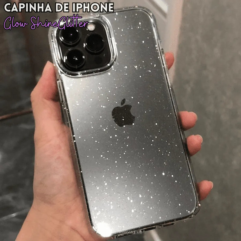 Capinha de Celular Traslúcida Brilhante Anti-Impacto para Iphone Glow Shine Glitter