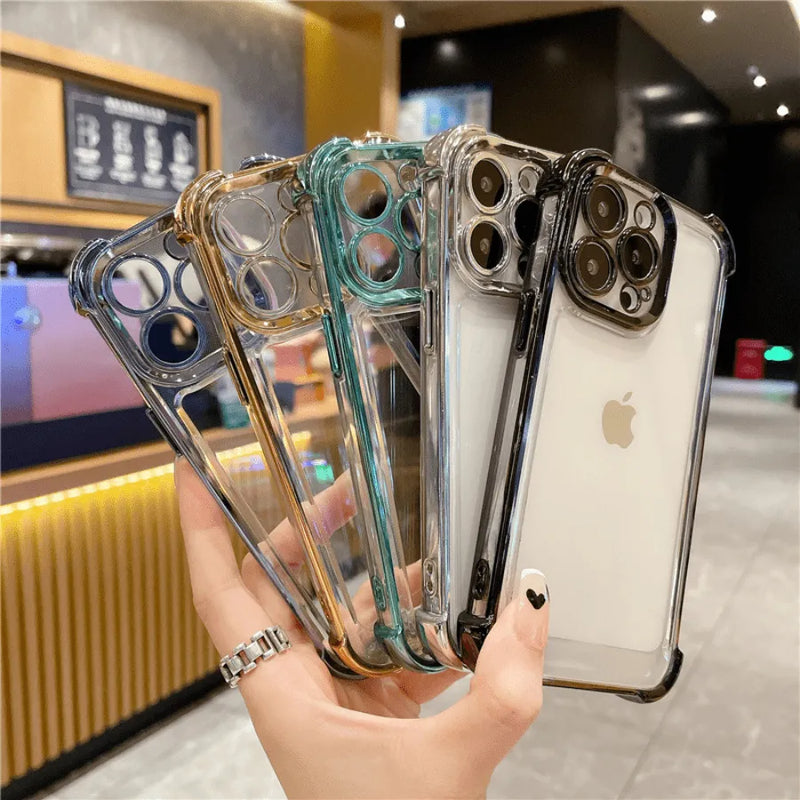 Capinha de Celular para Iphone Translucida Metálica Anti-impacto com Proteção 360º