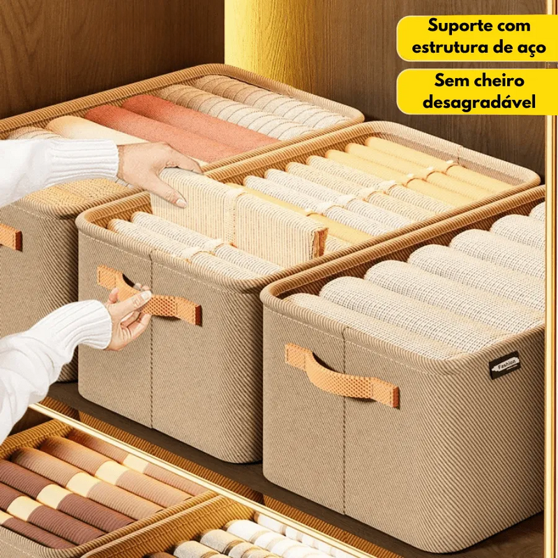Kit com até 8 Caixas Organizadoras Dobráveis para Roupas Modern Luxo