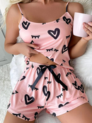 Pijama Feminino Pink Love Conjunto Com Shorts e Camisa | Tecido Leve e Confortável