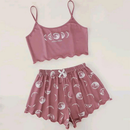 Pijama Feminino Moon Phases - Conjunto Top Cropped e Shorts Fresquinho LooseFit | Tecido Super Macio e Confortável