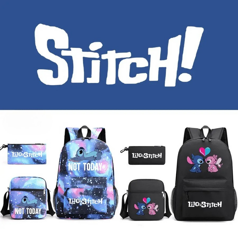Kit Escolar Infantil Mochila + Lancheira e Estojo Lilo Stitch Lovers