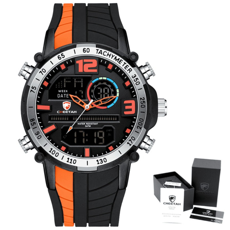 Relógio Masculino CHEETAH DIGITAL - Design Esportivo, Cronógrafo, Mostrador Digital Luminoso, Calendário e à Prova D'água