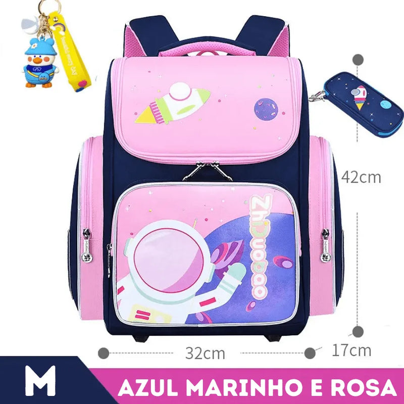 Mochila Infantil Premium Impermeável Unisex - Aventura Espacial Na Escola + Brinde