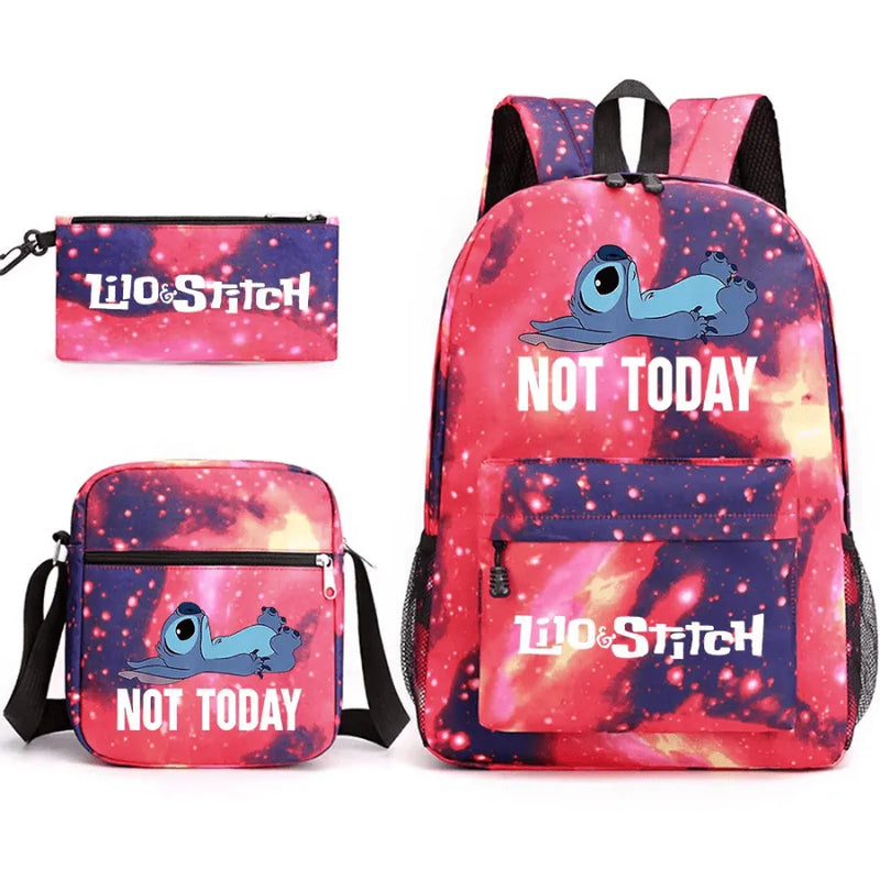 Kit Escolar Infantil Mochila + Lancheira e Estojo Lilo Stitch Lovers