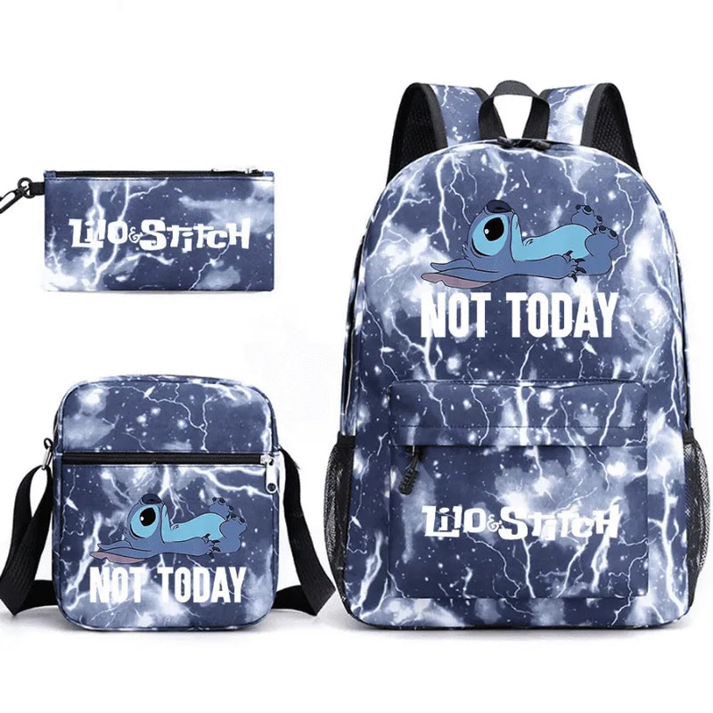 Kit Escolar Infantil Mochila + Lancheira e Estojo Lilo Stitch Lovers