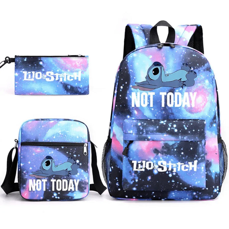 Kit Escolar Infantil Mochila + Lancheira e Estojo Lilo Stitch Lovers