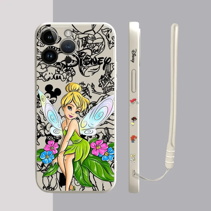 Capinha Iphone Ariel e Tinker Bell - Case de Alta Proteção e Com Cordão de Brinde