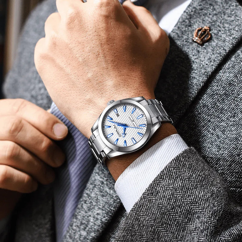 Relógio Masculino CRRJU "Deep Sea" Em Aço Inoxidável, Com movimento de Quartzo e Resistente a Água 30M