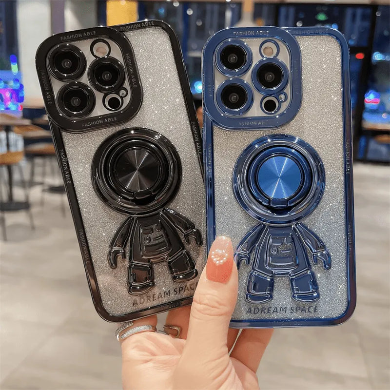Capinha Iphone Astronauta Espacial Com Brilho e Apoio Magnético - Case De Alta Proteção e Resistência
