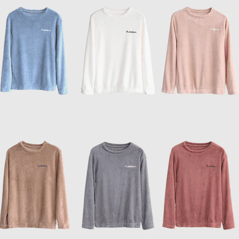 Pijama Feminino Warm Haven - Conjunto Com Calça e Camisa Longa Peluciado ou Calça Lisa | Tecido Macio, Confortável e Quentinho