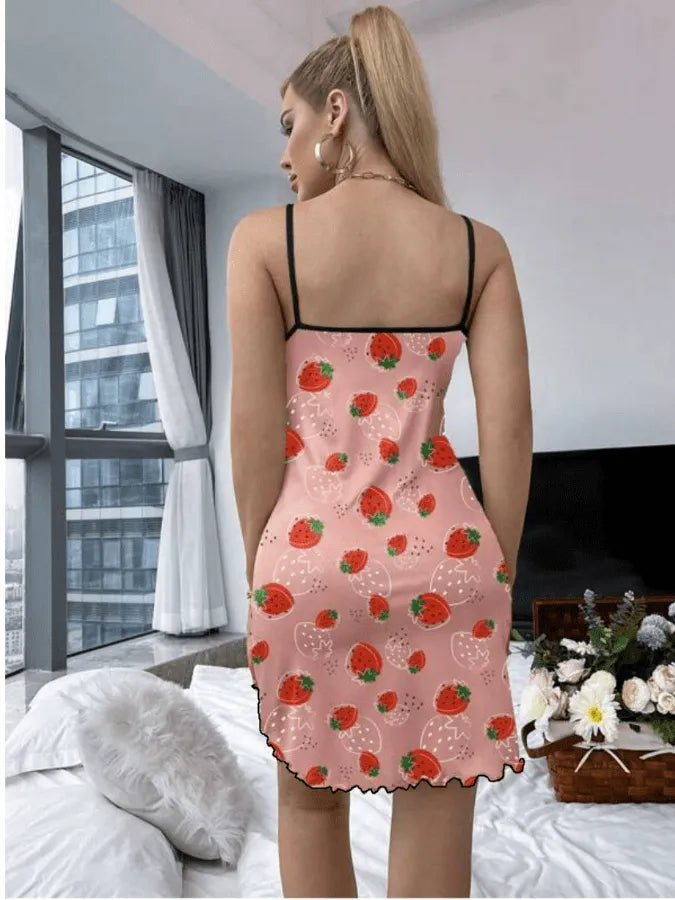 Pijama Feminino Strawberry Camisola BabyDoll | Tecido Super Macio e Confortável