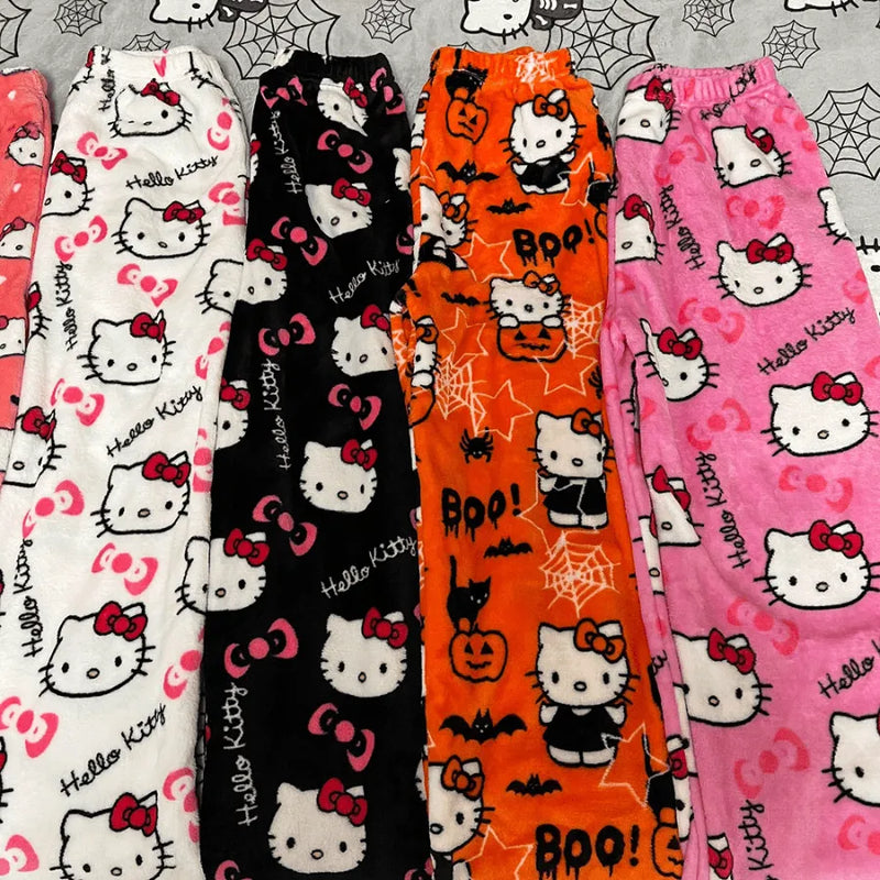 Calça de Pijama Peluciada Pijama Feminino Hello Kitty
