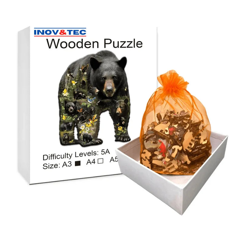 Quebra-Cabeça De Madeira Inova WOOD PUZZLE - Urso do Passado | Diversão Com Diversos Benefícios