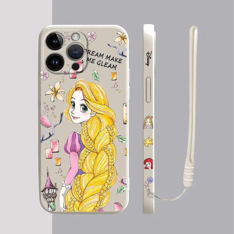 Capinha Iphone Princesas Ariel e Rapunzel - Case de Alta Proteção e Com Cordão de Brinde