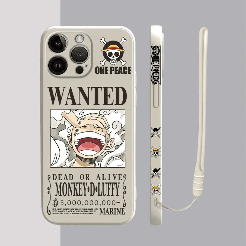 Capinha Iphone One Piece Luffy Procurado - Case de Alta Proteção e Com Cordão de Brinde