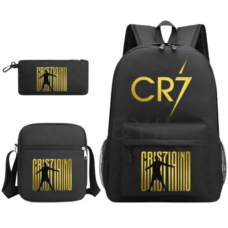 Kit Escolar Infantil Bolsa com Estojo e Lancheira do CR7 Champions
