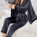 Conjunto Roupão e Calça em Seda Gelo Premium Pijama Feminino Blissfu