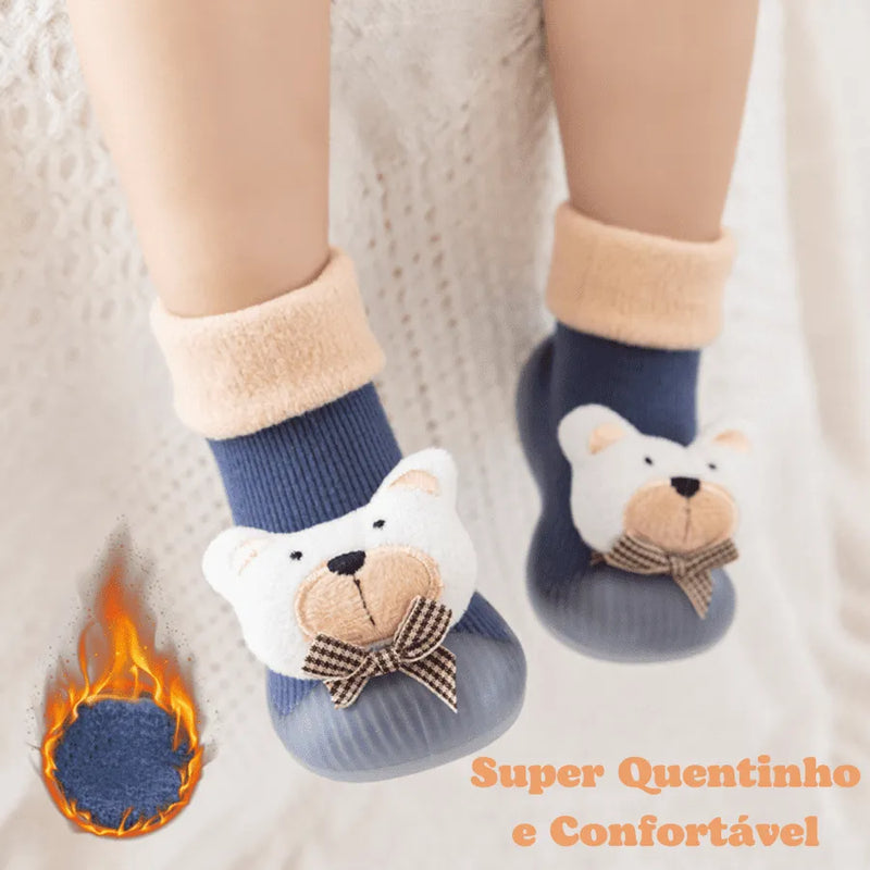Sapatinho Meia para Bebês com Bichinhos em Algodão e Antiderrapante ZOO BEBÊ