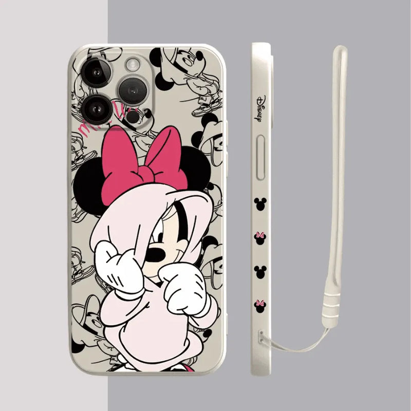 Capinha Iphone Mickey e Minnie de Moletom - Case de Alta Proteção e e Com Cordão de Brinde