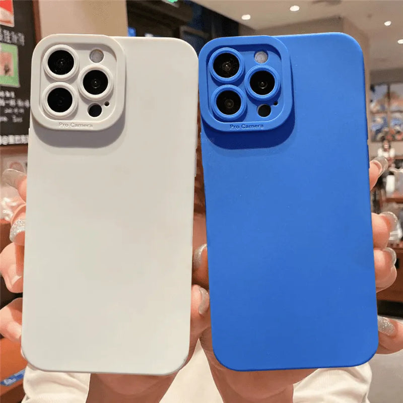Capinha de Celular para IPhone em Silicone com proteção 360º para as lentes da Câmera Matte Anti-Impacto Câmera Pro
