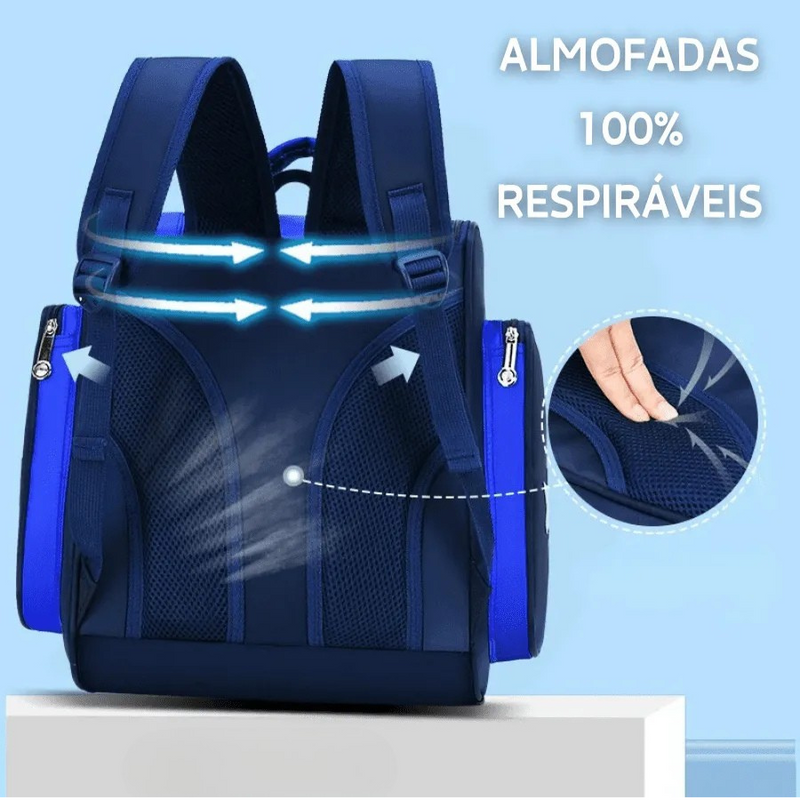 Mochila Escolar Infantil Premium com Almodas Respiráveis Super heróis Capitão América e Homem Aranha