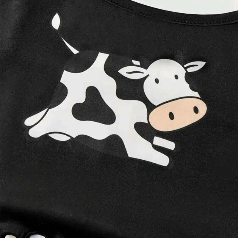 Pijama Feminino Cow - Conjunto Top Cropped e Shorts Fresquinho LooseFit | Tecido Super Macio e Confortável