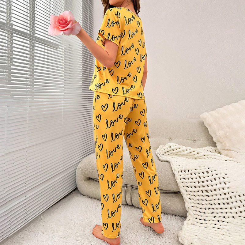 Pijama Feminino Love Conjunto Com Calça e Camisa Longa | Tecido Leve e Confortável