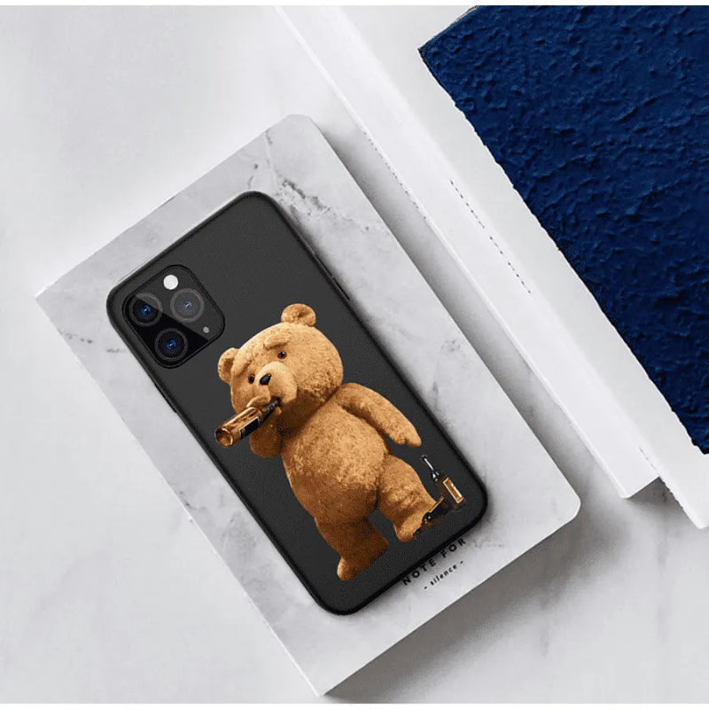 Capinha Iphone Teddy Bear Drink - Case De Proteção Engraçada e Divertida