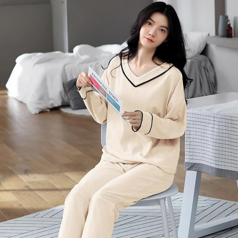 Pijama Feminino Sweet Confort - Conjunto Com Calça e Camisa Longa em Algodão | Super Macio, Quentinho e Confortável