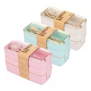 Marmita Fit com 3 Camadas e Garfo + Colher que Funciona como Hashi Lunch Box