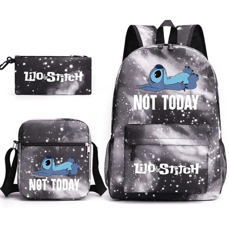 Kit Escolar Infantil Mochila + Lancheira e Estojo Lilo Stitch Lovers