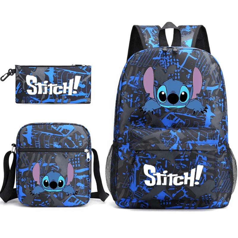 Kit Escolar Infantil Mochila + Lancheira e Estojo Lilo Stitch Lovers