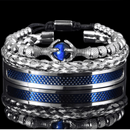 Kit de 3 Pulseiras Masculinas Premium Ajustáveis com Pedra Natural OLHO de TIGRE