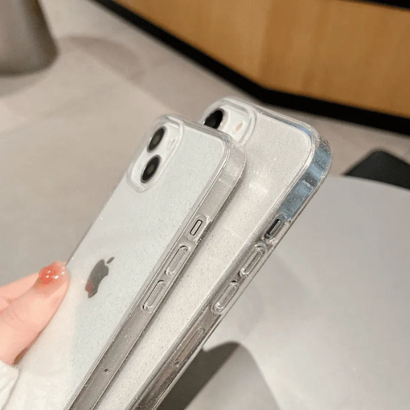 Capinha de Celular Traslúcida Brilhante Anti-Impacto para Iphone Glow Shine Glitter
