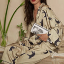 Pijama Feminino Leopard - Conjunto Luxo Calça e Camisa Longa Em Seda | Toque De Seda Super Confortável