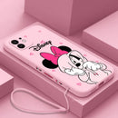 Capinha de Celular para Iphone com Cordão de Brinde de Casal Mickey e Minnie