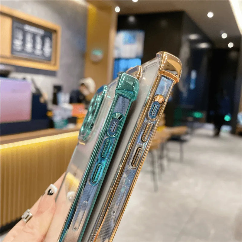 Capinha de Celular para Iphone Translucida Metálica Anti-impacto com Proteção 360º