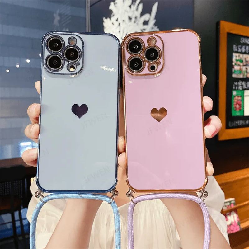 Capinha de Celular para Iphone com Cordão Love Necklace