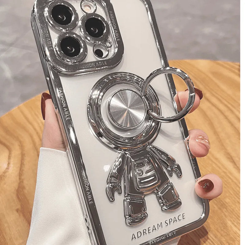 Capinha Iphone Astronauta Espacial Com Brilho e Apoio Magnético - Case De Alta Proteção e Resistência