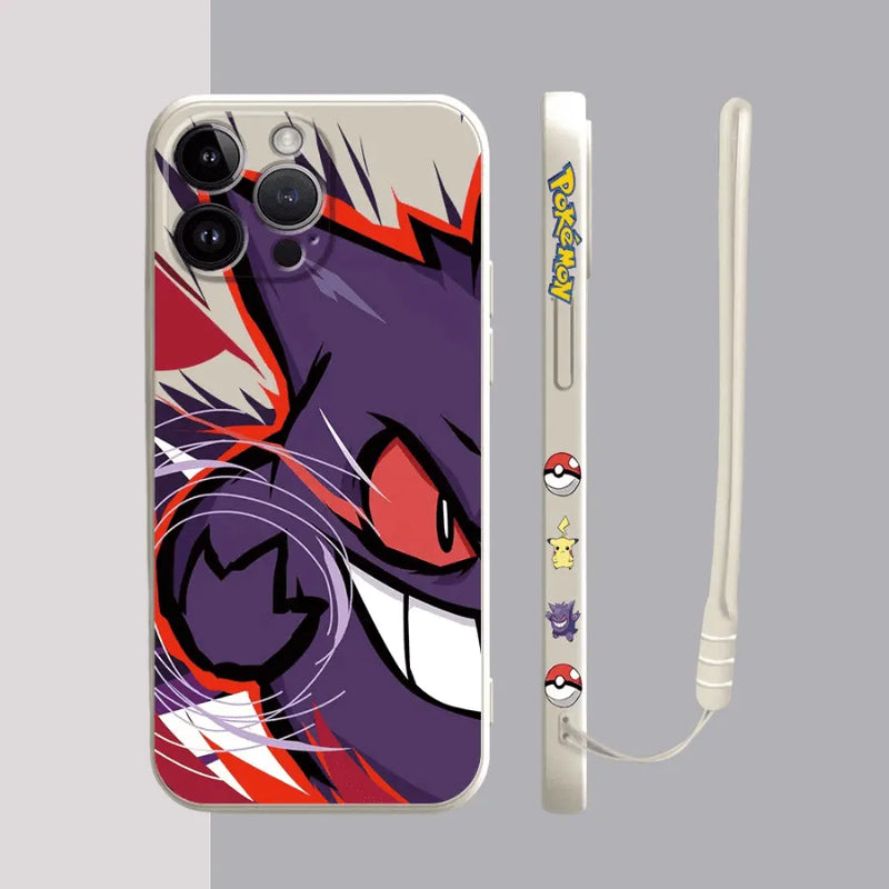 Capinha Iphone Pokémon Pikachu e Gengar - Case de Alta Proteção e Com Cordão de Brinde