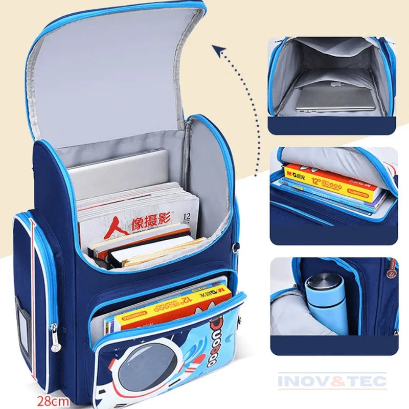 Mochila Infantil Premium Impermeável Unisex - Aventura Espacial Na Escola + Brinde