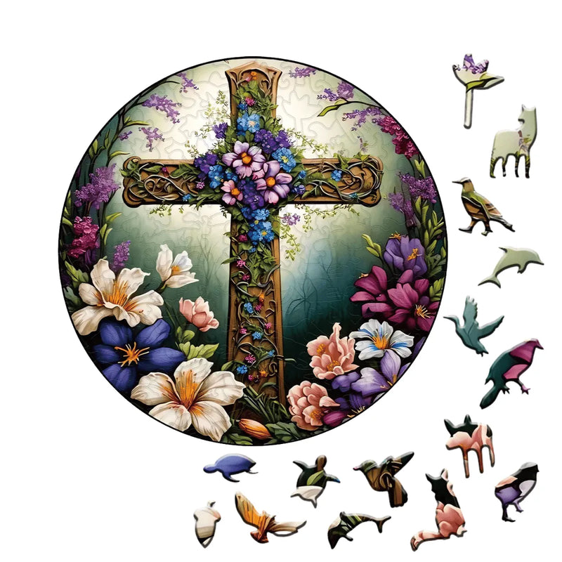 Quebra-Cabeça de Madeira Inova WOOD PUZZLE - Cruz Florida | Diversão com Diversos Benefícios