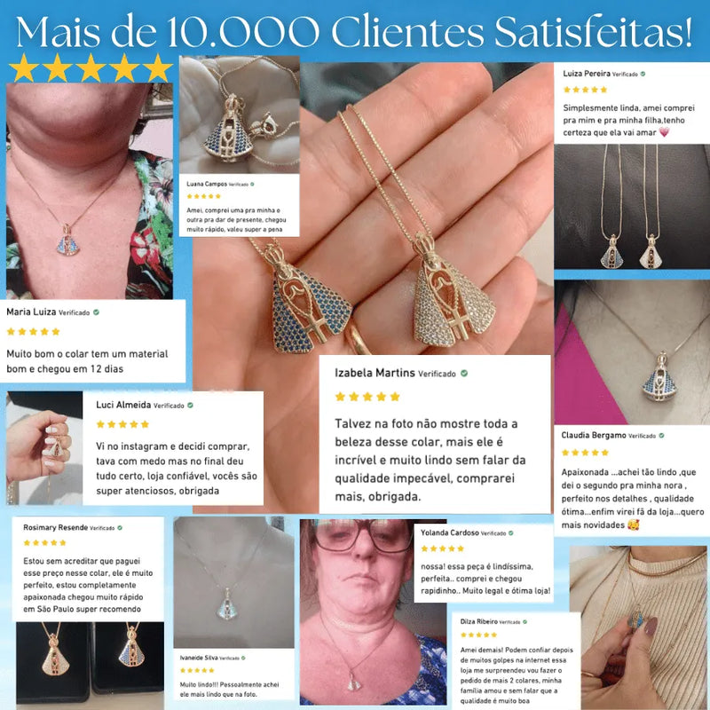 Colar Dupla Face Banhado a Ouro 18k Nossa Senhora [COMPRE 1 LEVE 2 +Brinde]