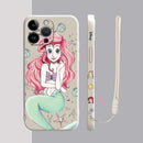 Capinha Iphone Princesas Ariel e Rapunzel - Case de Alta Proteção e Com Cordão de Brinde