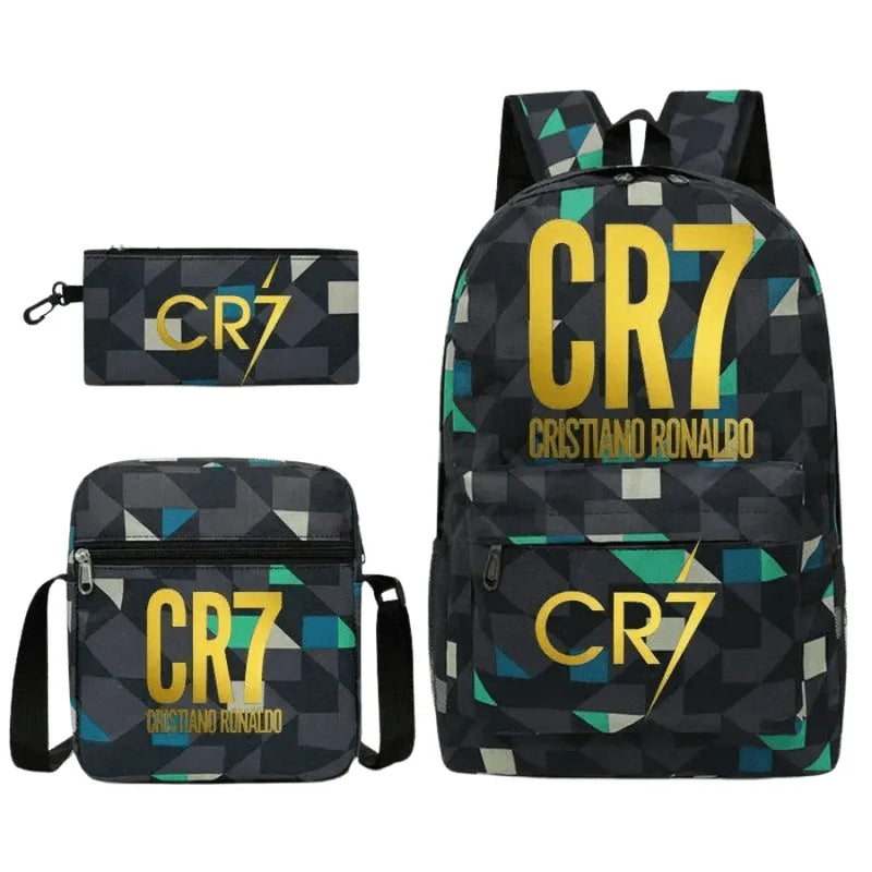 Kit Escolar Infantil Bolsa com Estojo e Lancheira do CR7 Champions