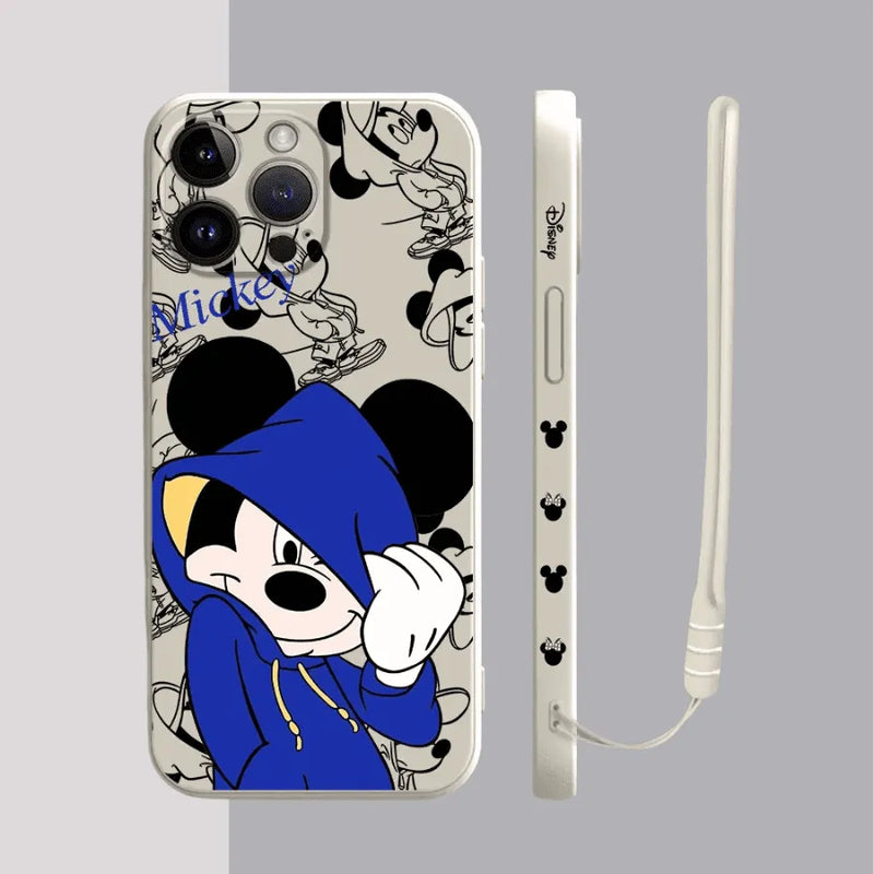 Capinha Iphone Mickey e Minnie de Moletom - Case de Alta Proteção e e Com Cordão de Brinde