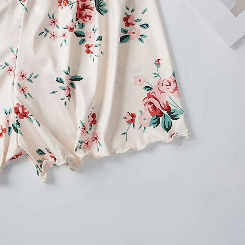 Pijama Feminino Cozy Flower - Conjunto BabyDoll e Shorts Fresquinho Toque De Seda | Tecido Super Macio e Confortável