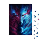 Quebra-Cabeça De Madeira Inova WOOD PUZZLE - Lobo Na Galáxia | Diversão Com Diversos Benefícios Para Crianças e Idosos