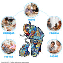 Quebra-Cabeça De Madeira Inova WOOD PUZZLE - Elefante e Seu Filhote | Diversão Com Diversos Benefícios